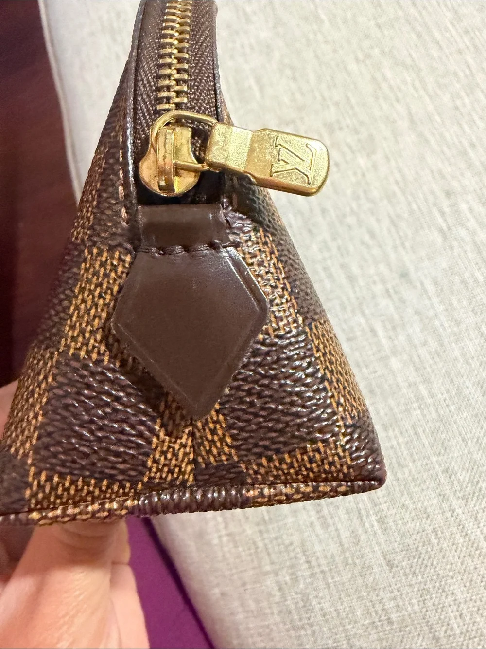 Louis Vuitton Red Leather Interior Zip Pouch